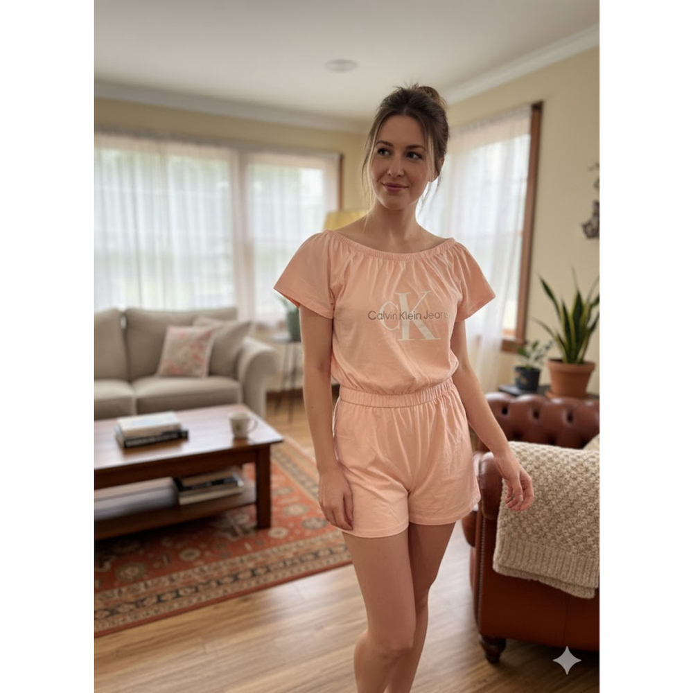 Calvin Klein Jeans Peach Lounge Romper Jumpsuit Size Large